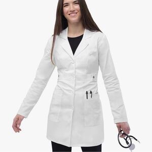 NWT ✨ Adar Universal Stretch Tab Waist Lab Coat Women’s Sz XS Fitted